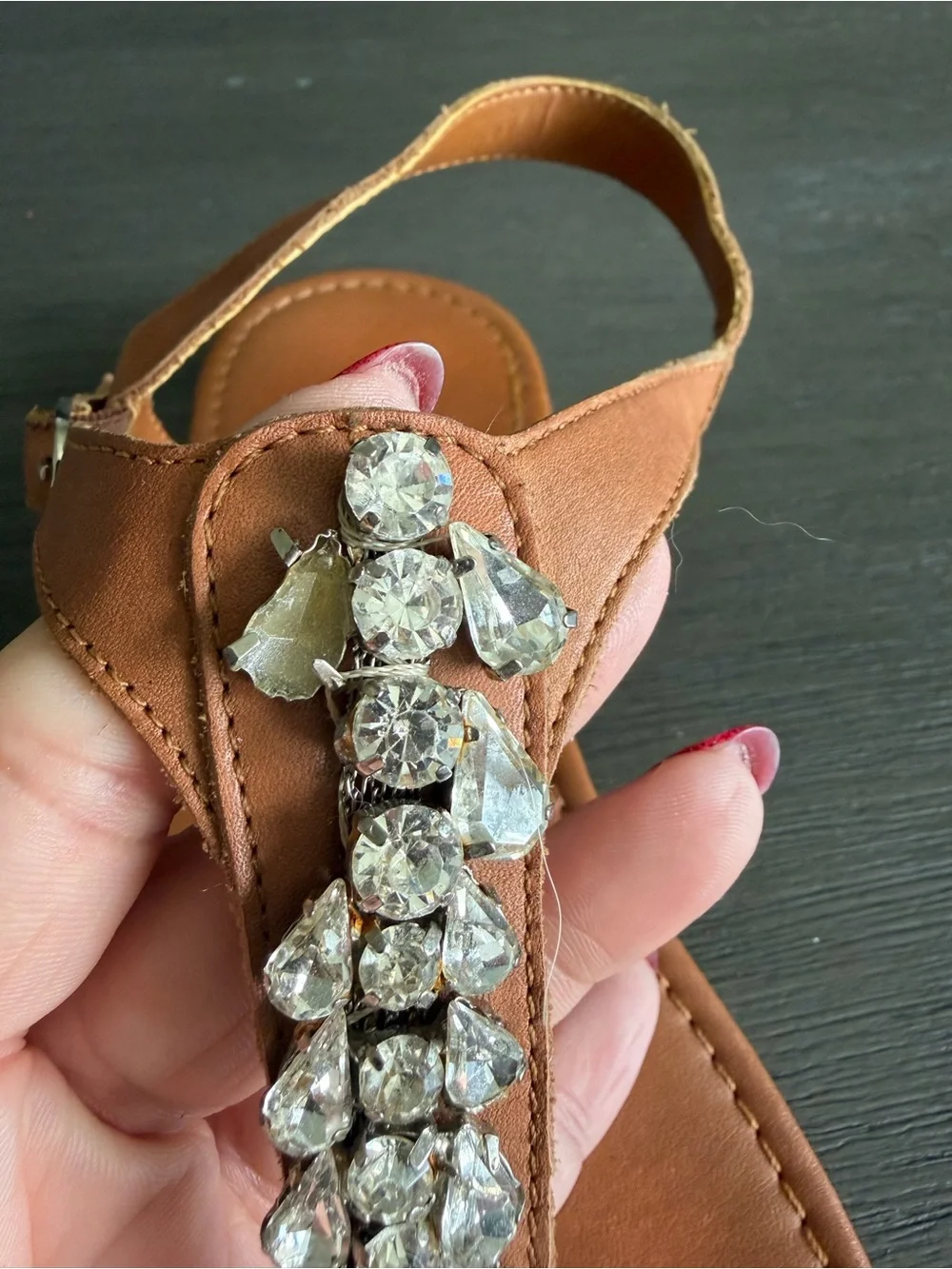 torrid Tan Jeweled T-Strap Sandals
